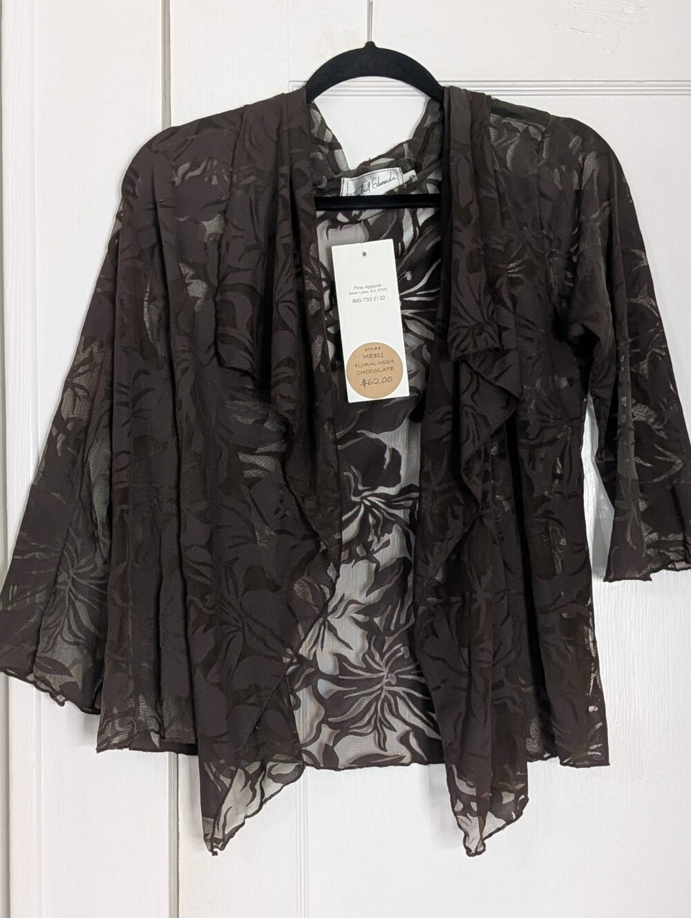 Vintage Y2K Women's S Olive Brown Sheer Waterfall Cardigan Romantic Whimsigoth